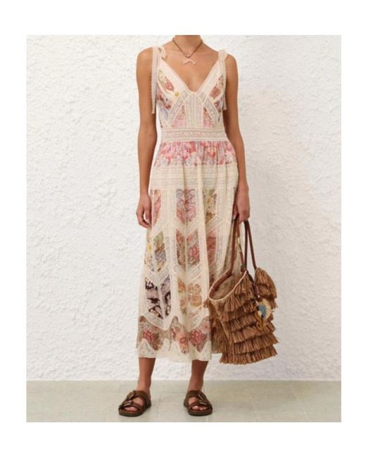 Zimmermann Natural Spliced Print Daylight Slip Dress