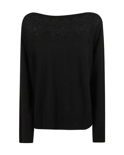 Ermanno Scervino Black Boat Neck Sweater
