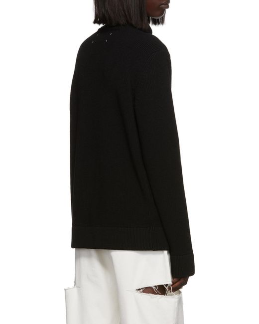 Maison Margiela Black Ribbed Zip-Up Cardigan for men