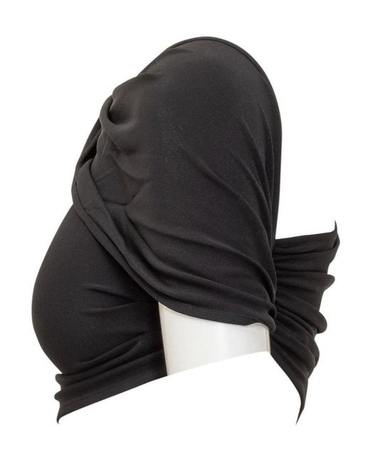 Casablanca Black Crepe Draped Crop Top