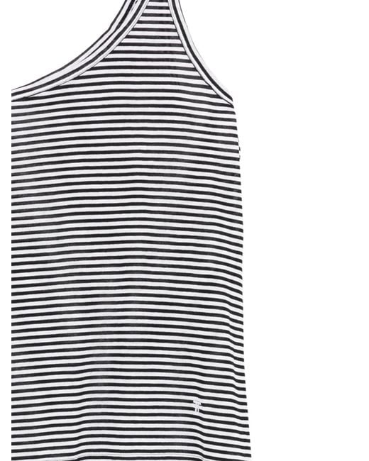 Tom Ford Blue One-Shoulder Pinstriped Top