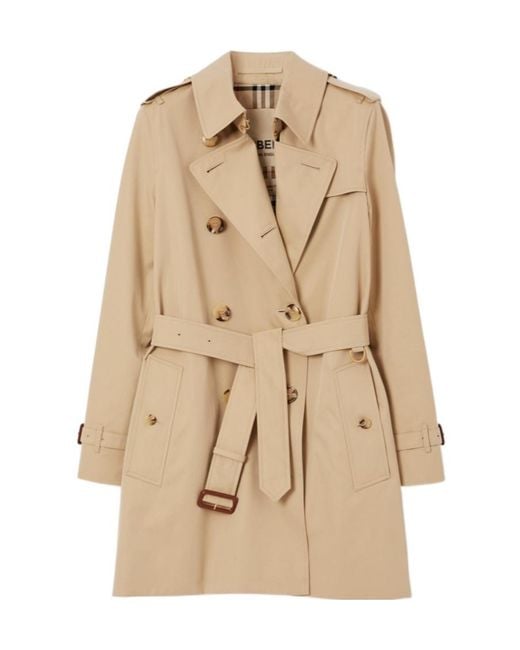 Burberry Natural Gabardine Kensington Short Trench Coat