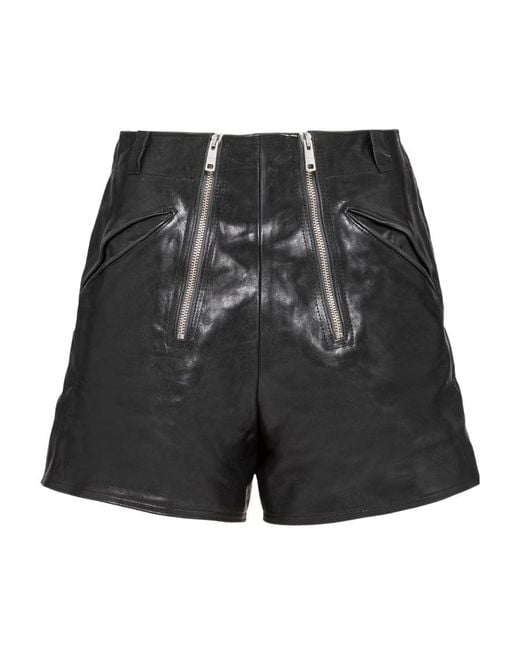 Prada Black Leather Shorts