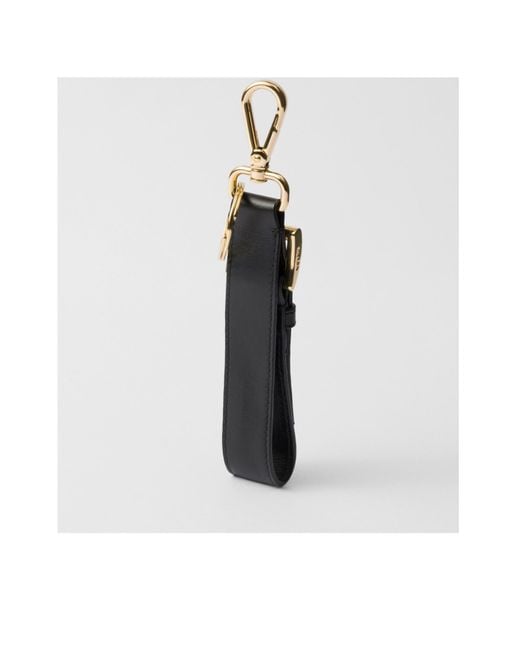 Prada White Leather Key Ring
