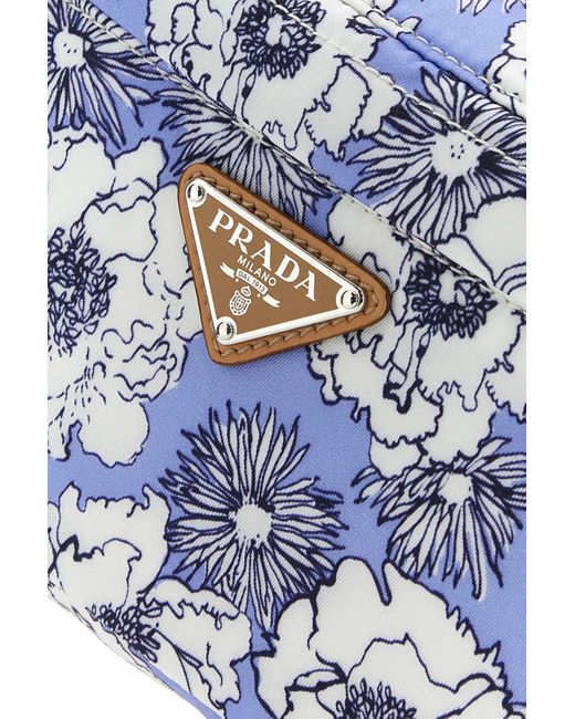 Prada Blue Floral-Print Belt Bag for men