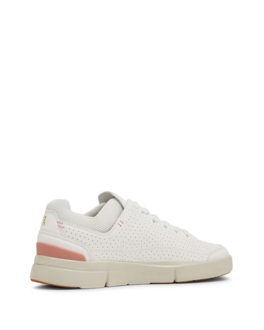 On Shoes White Logo-Print Perforated Low-Top Sneakers