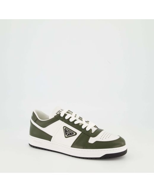 Prada Green Downtown Lace-Up Sneakers for men