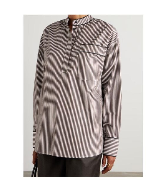 Loulou de Saison Gray Verna Striped Shirt