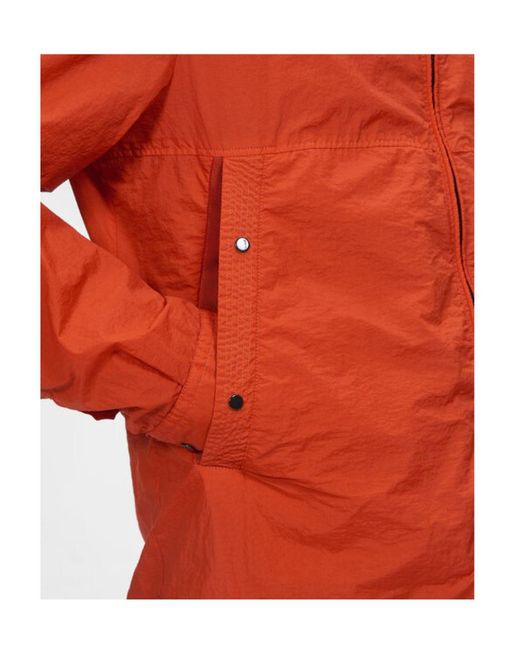 C P Company Orange Logo-Patch Funnel Neck Jacket for men