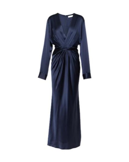 Christopher Esber Blue Triquetra Twist Silk Maxi Dress