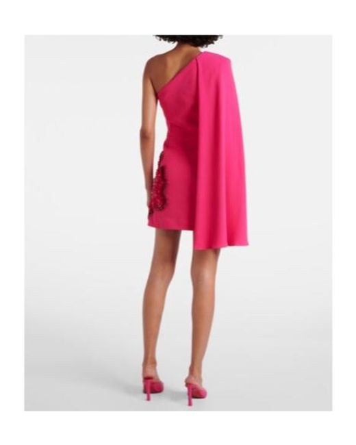 Rebecca Vallance Pink Layana Caped Embellished Minidress