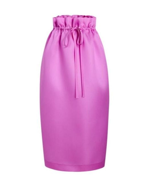 Khaite Pink Ember Paperbag-waist Silk Organza Midi Skirt