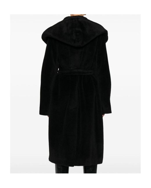 Tagliatore Black Hooded Belted Coat
