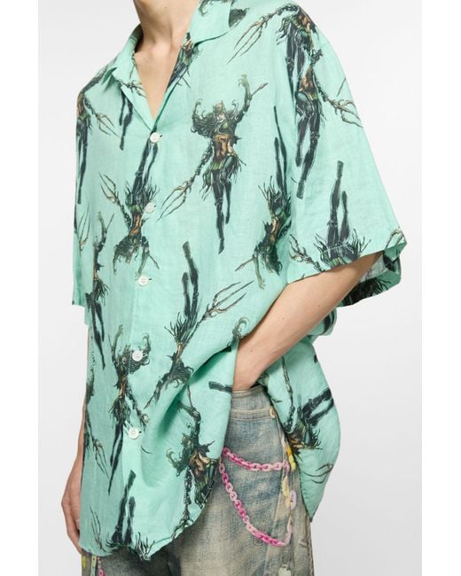 Acne Green Cartoon-Print Shirt for men