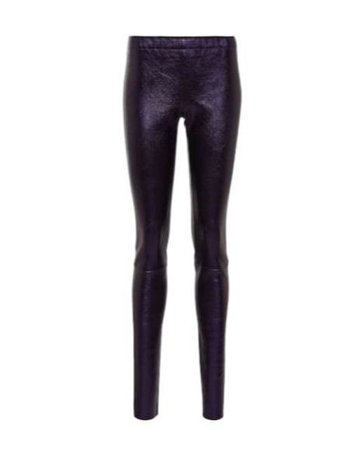 Stouls Blue Metallic Leather Leggings