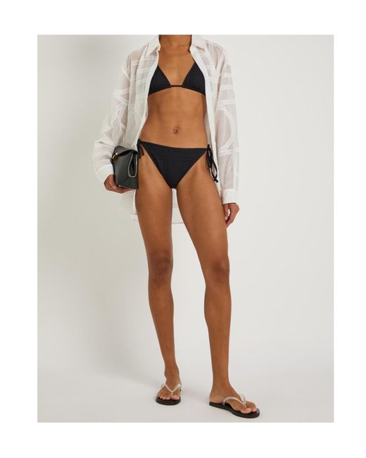 Totême Black Monogram Pointelle Bikini Top