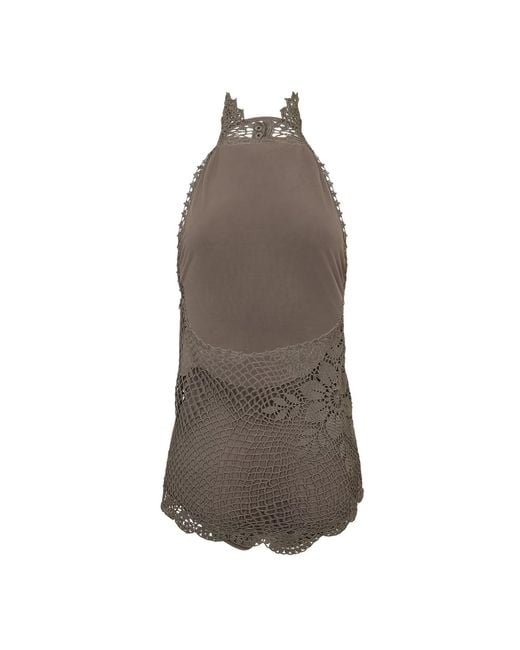 Magda Butrym Brown Crochet Woven Cami Vest