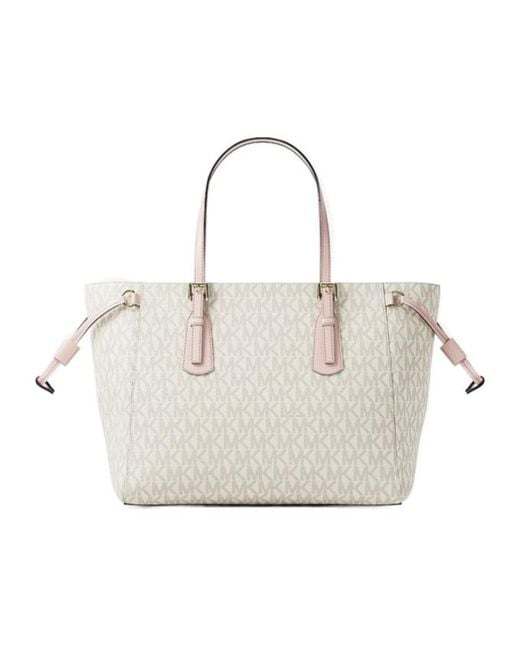 Michael Kors White Voyager Extra-Small Signature Logo Convertible Crossbody Bag