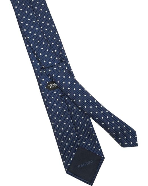Tom Ford Blue Polka Dot Pointed Tip Tie for men