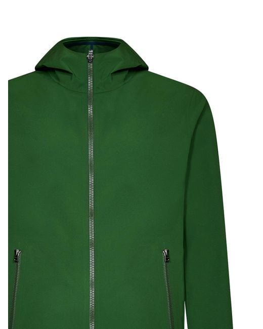 Herno Green Zipped Hooded Jersey Jacket for men
