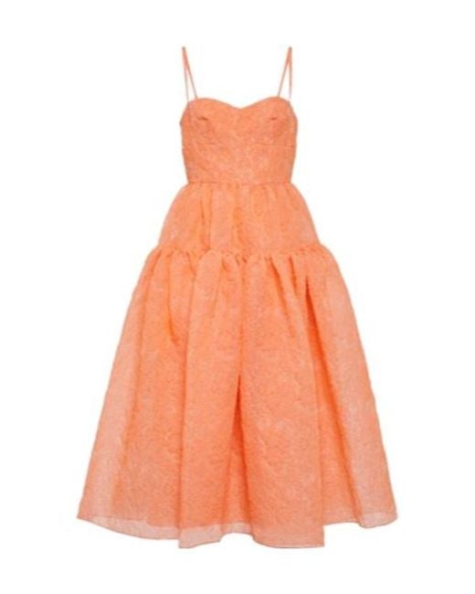 Erdem Orange Abelia Organza Cloque Midi Dress