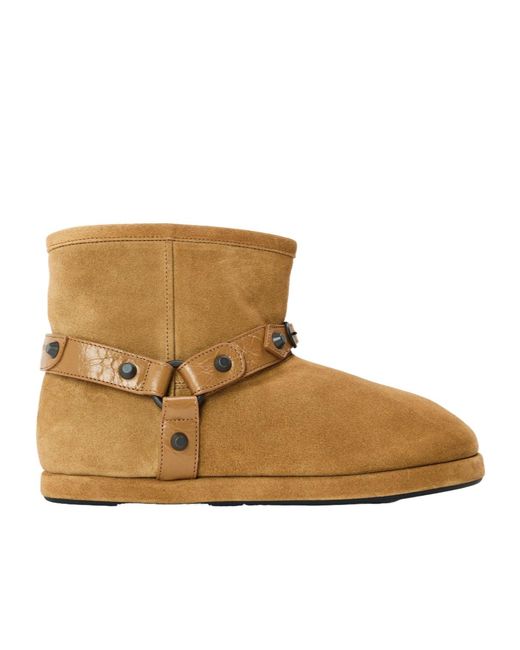 Balenciaga Brown Caramel Biker-Style Suede Snow Boots