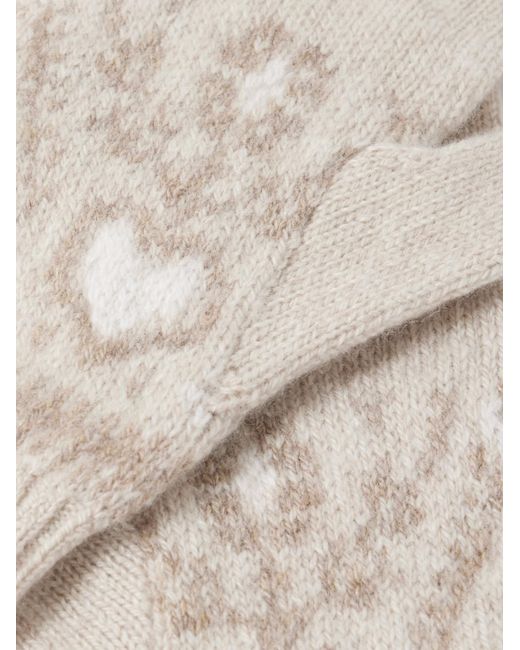 Khaite White Domini Fair Isle Cashmere Gloves