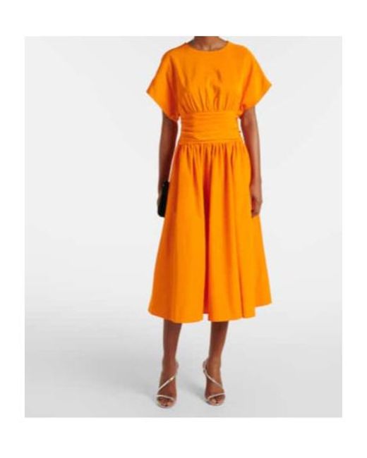 Carolina Herrera Yellow Gathered Cotton-Blend Cocktail Dress