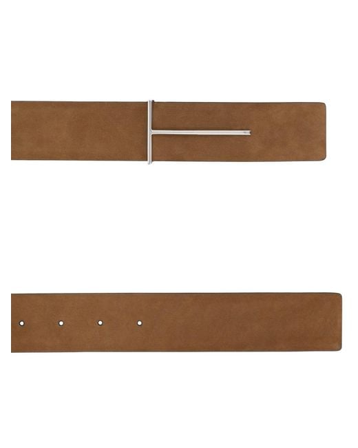 Tom Ford White T Logo Plaque Belt for men
