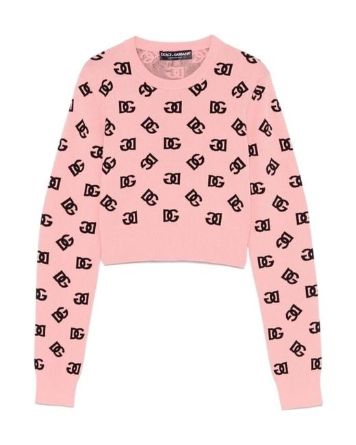 Dolce & Gabbana Pink Dg-Jacquard Sweater