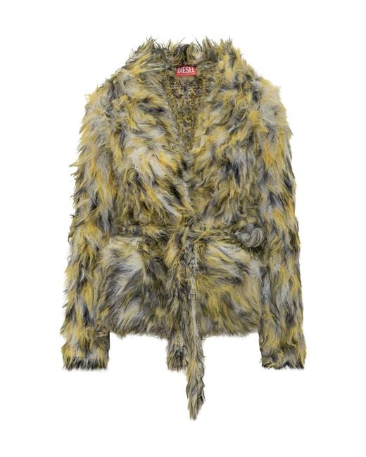 DIESEL Green Multicolor Faux Fur Jacket