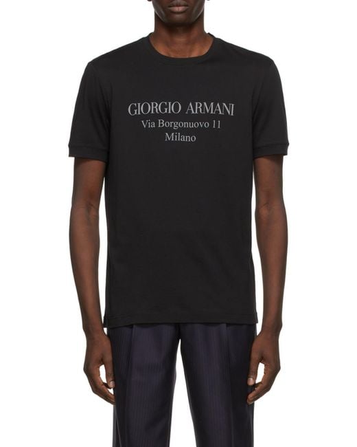 Giorgio Armani Black Logo Printed Crewneck T-Shirt for men