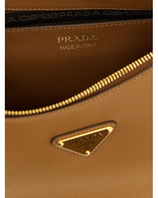 Prada White Arqué Calf Leather Shoulder Bag