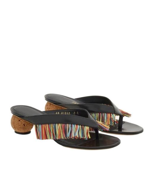 Ferragamo Brown Fringed Thong Sandal