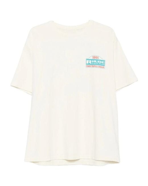 Rhude White Short-Sleeved Crewneck T-Shirt for men