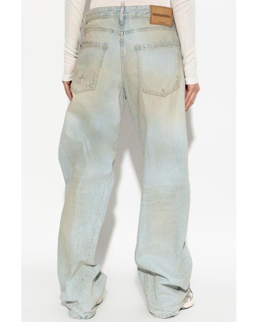 DSquared² Gray Logo Patch Distressed Jeans