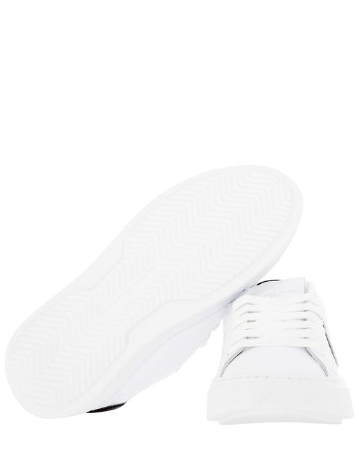 Philippe Model White Temple Logo Patch Leather Sneakers