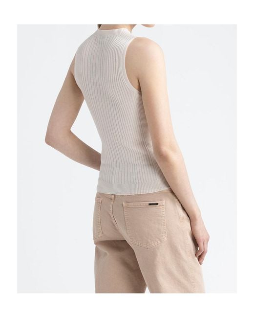 Peserico White Ribbed Sleeveless Top
