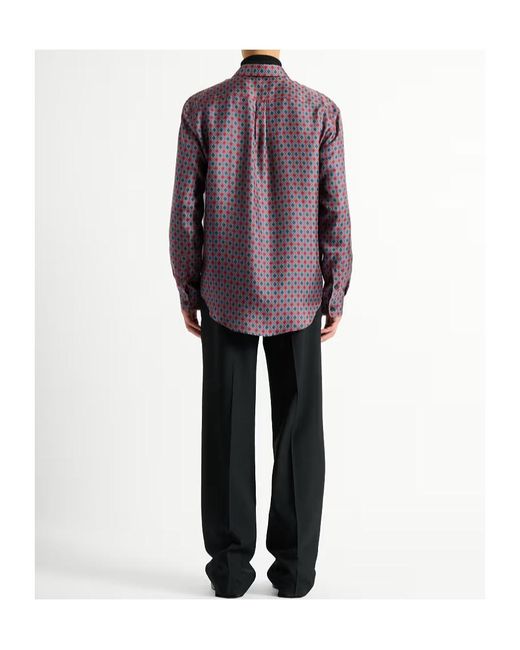 Balmain Purple Printed Silk Shirt for men