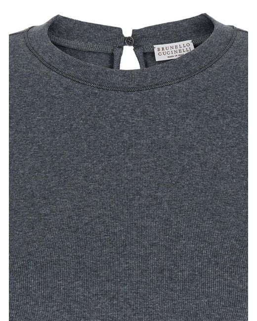Brunello Cucinelli Blue Embellished Knitted Jumper