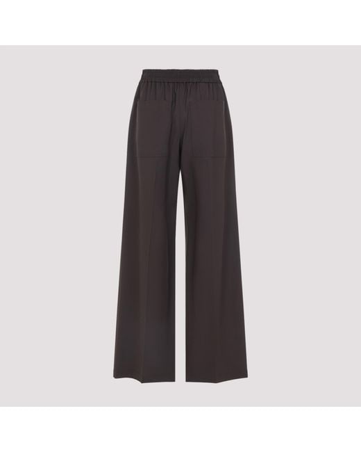 Brunello Cucinelli Gray Elasticated Waistband Wide-Leg Pants