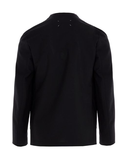 Maison Margiela Blue Single-Breasted V-Neck Blazer for men