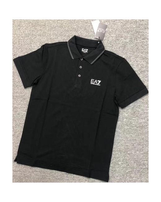 EA7 Blue Logo-Print Polo Shirt for men