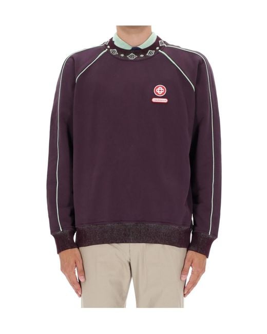 Casablanca Purple Logo-Trim Crewneck Sweatshirt for men