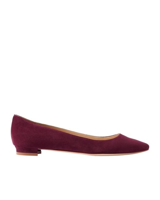 Manolo Blahnik Red Suede Ballet Flats
