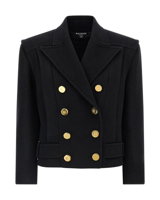 Balmain Black Double Breasted Long-Sleeved Coat