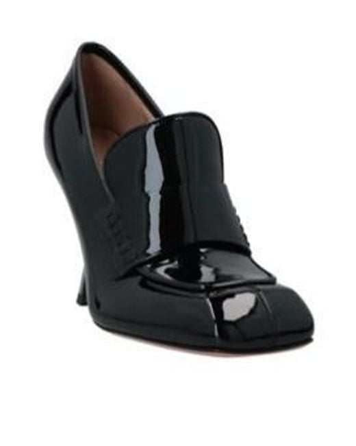 Sportmax Black Patent Leather High-Heel Loafers