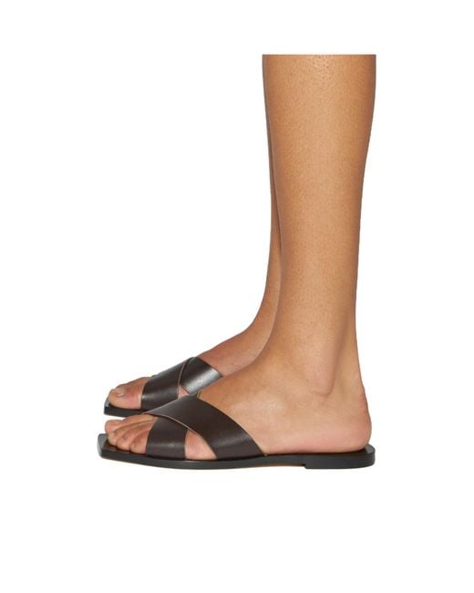 Aeyde Black Minimalist Flat Sandals