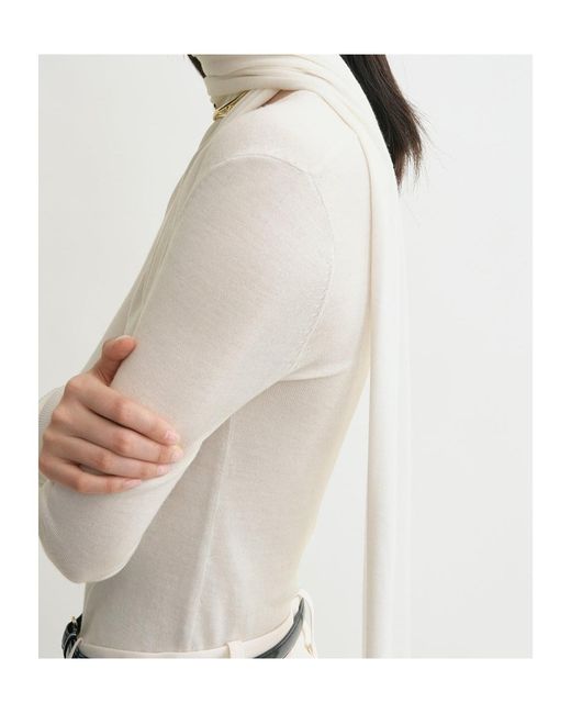 Totême White Totême Scarf Detailed Long-Sleeved Jumper