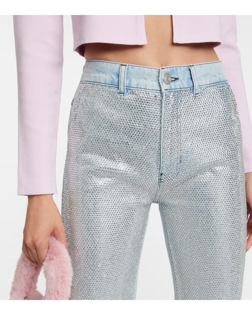 FRAME Gray Embellished High-Rise Jeans